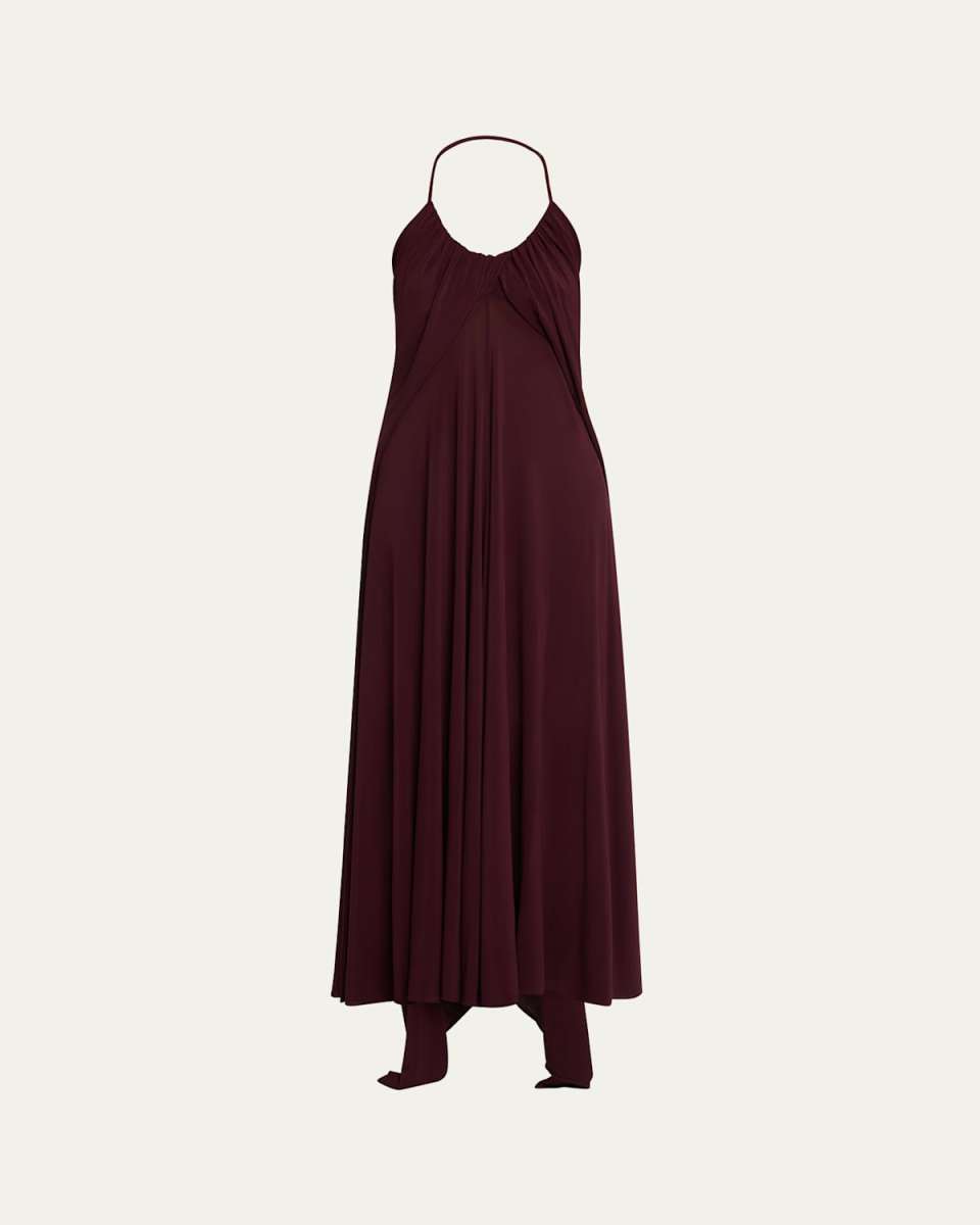Draped Halter Backless Gown